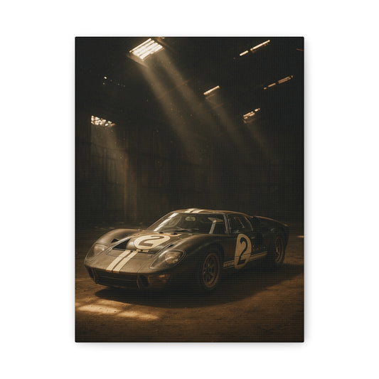 Canvas Print - Classic GT40 stored away in a barn