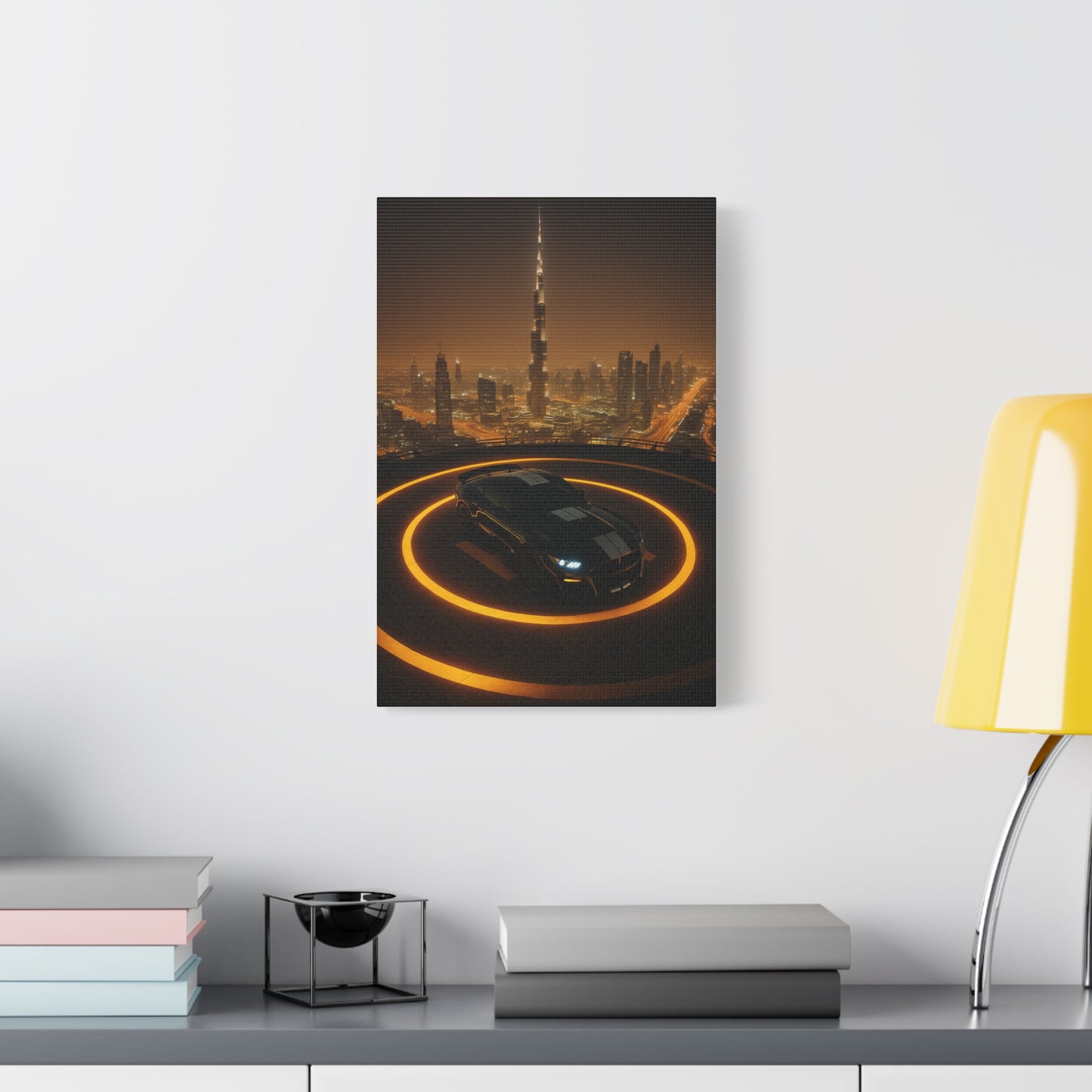 Canvas Print - Ford Mustang GT500 on Helipad Overlooking City