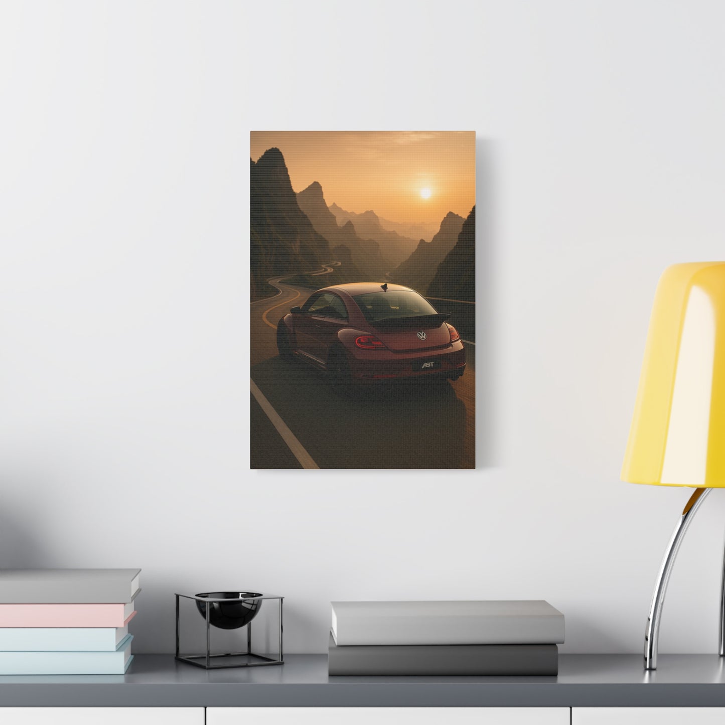 Volkswagen Beetle on Tianmen Mountain Matte Canvas Print