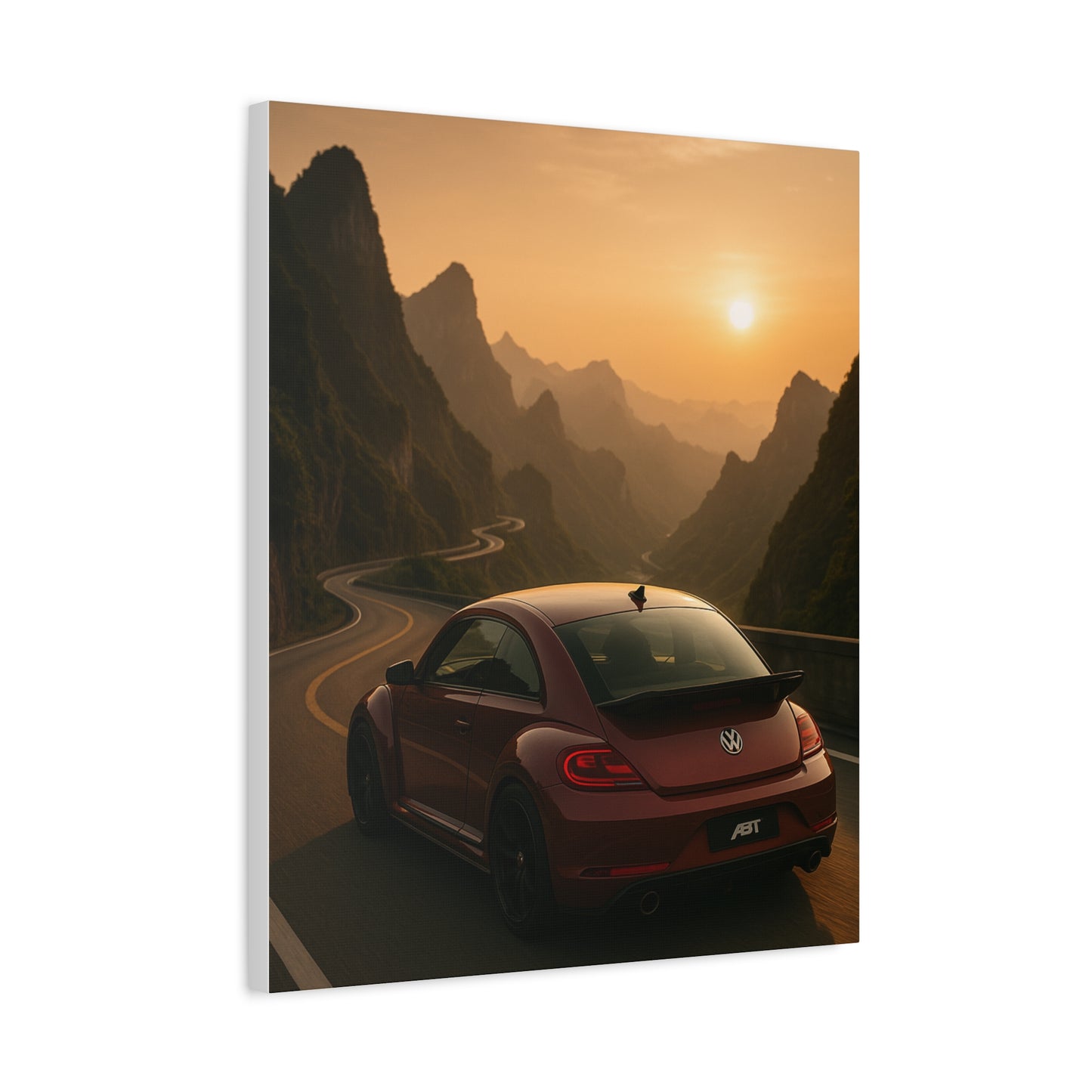 Volkswagen Beetle on Tianmen Mountain Matte Canvas Print