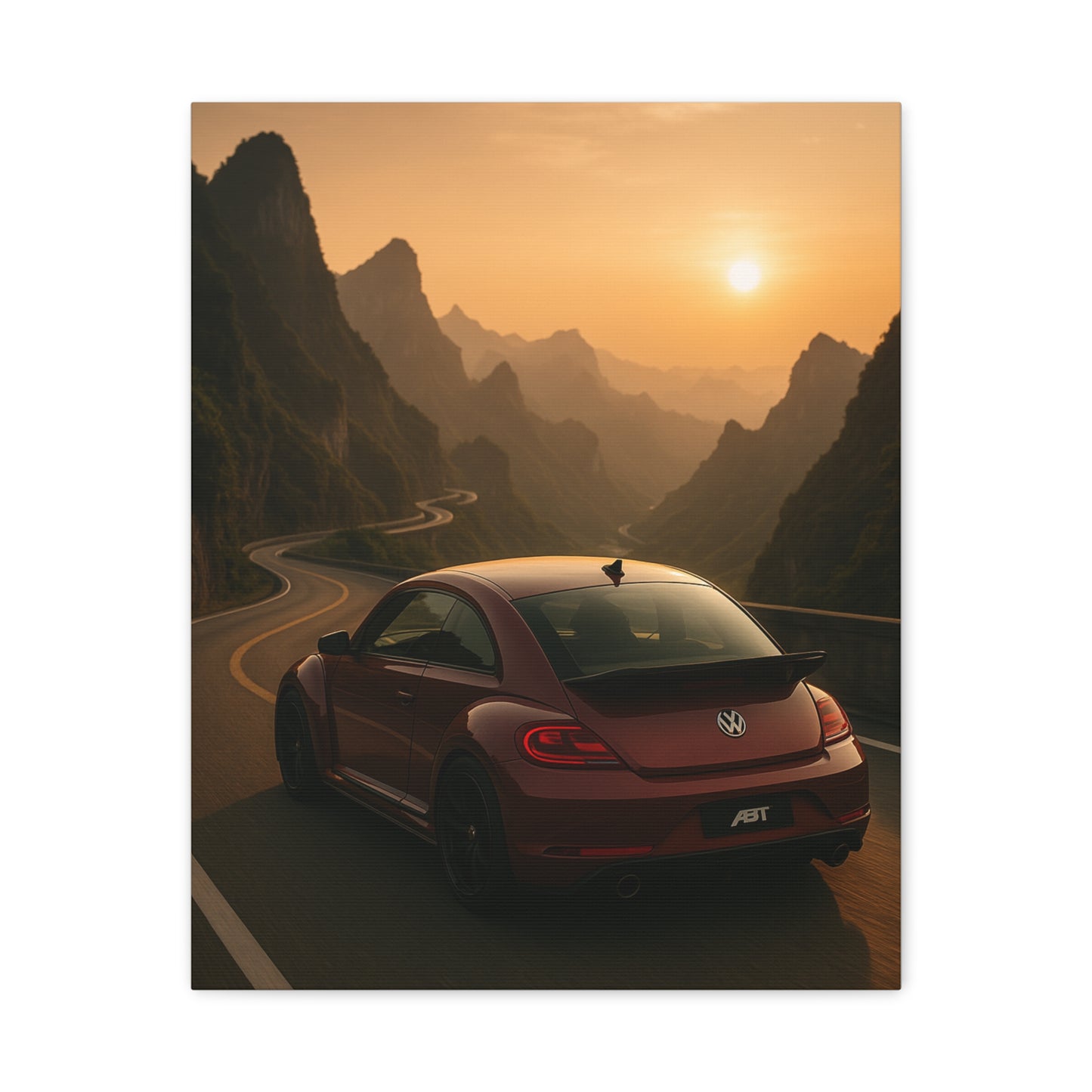 Volkswagen Beetle on Tianmen Mountain Matte Canvas Print