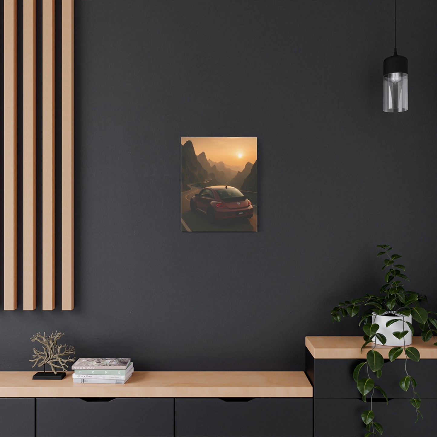 Volkswagen Beetle on Tianmen Mountain Matte Canvas Print