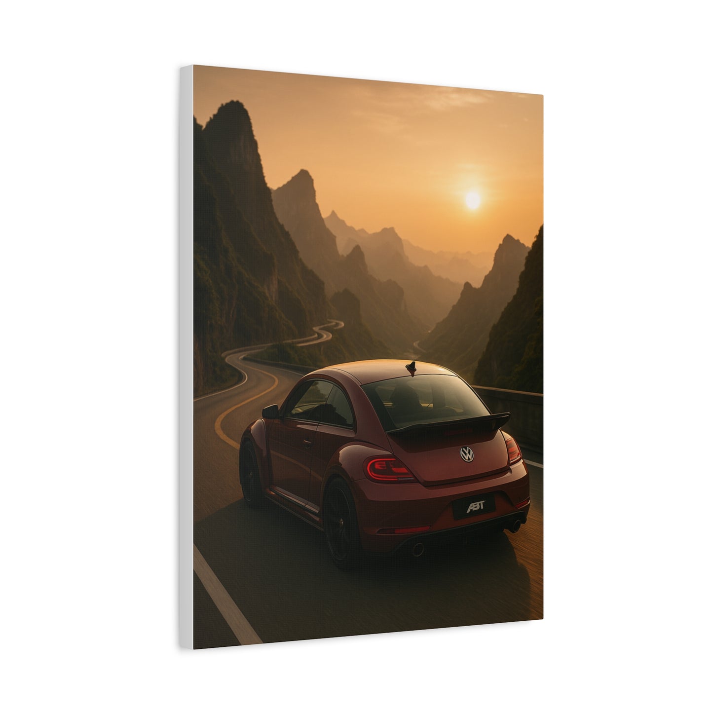 Volkswagen Beetle on Tianmen Mountain Matte Canvas Print