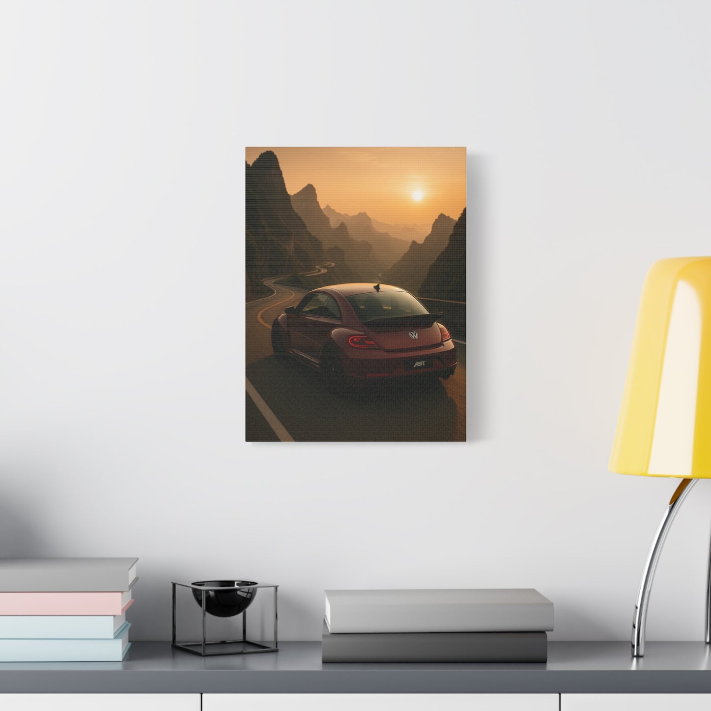 Volkswagen Beetle on Tianmen Mountain Matte Canvas Print