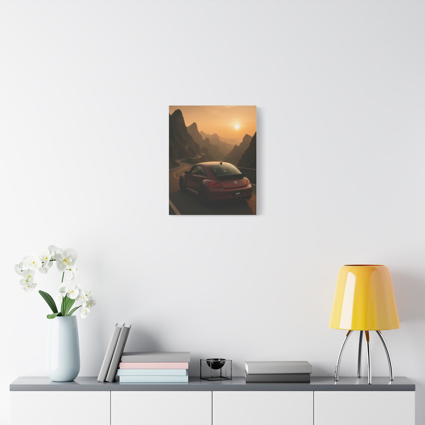 Volkswagen Beetle on Tianmen Mountain Matte Canvas Print