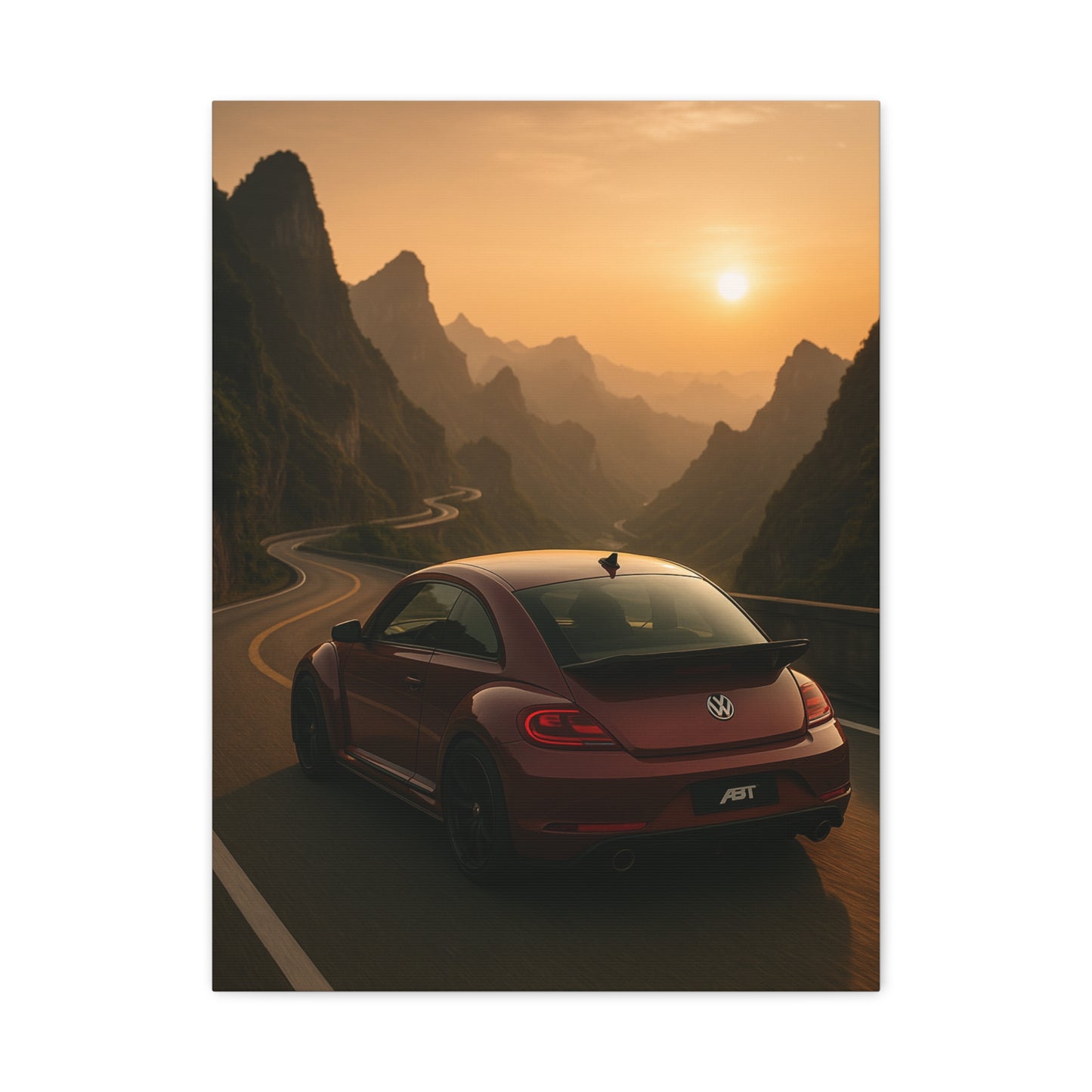 Volkswagen Beetle on Tianmen Mountain Matte Canvas Print
