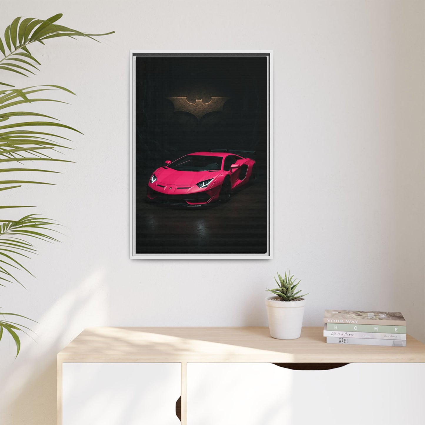 Pink Liberty Walk Wide Body Lamborghini Aventador Matte Canvas Framed