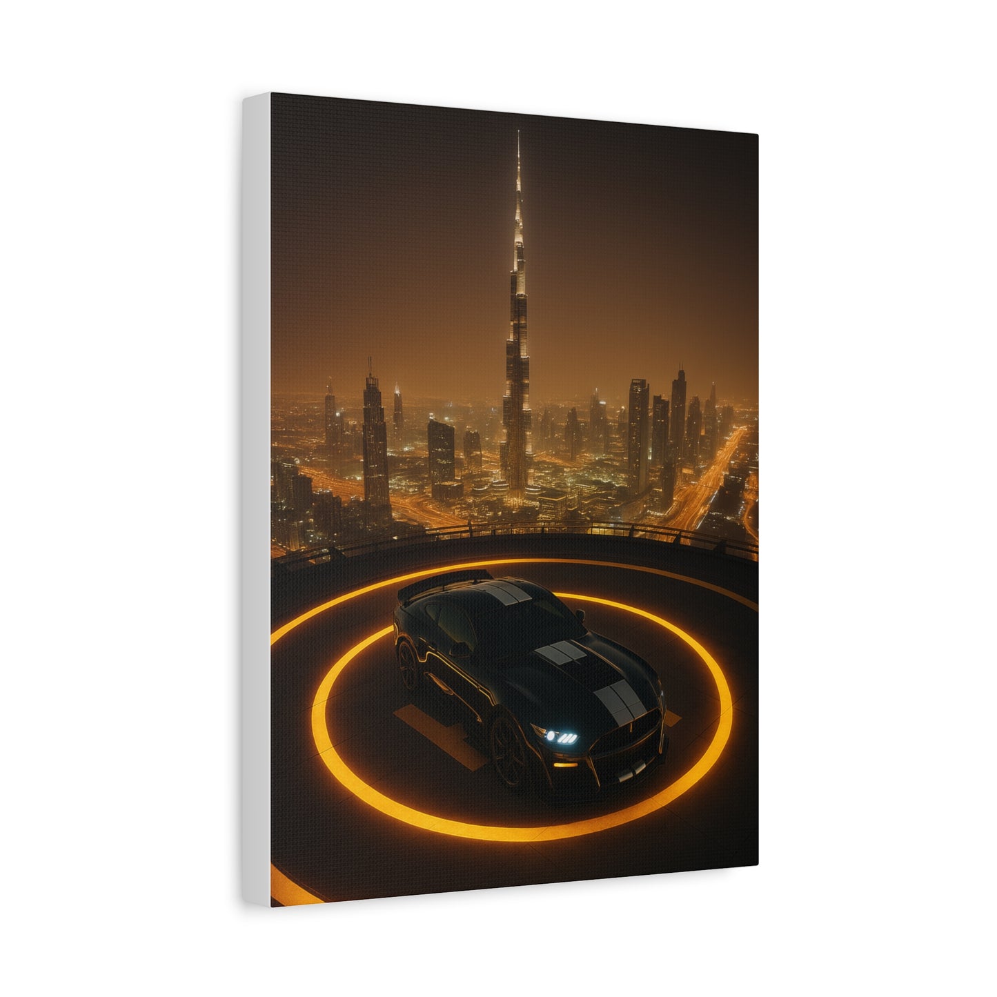 Canvas Print - Ford Mustang GT500 on Helipad Overlooking City