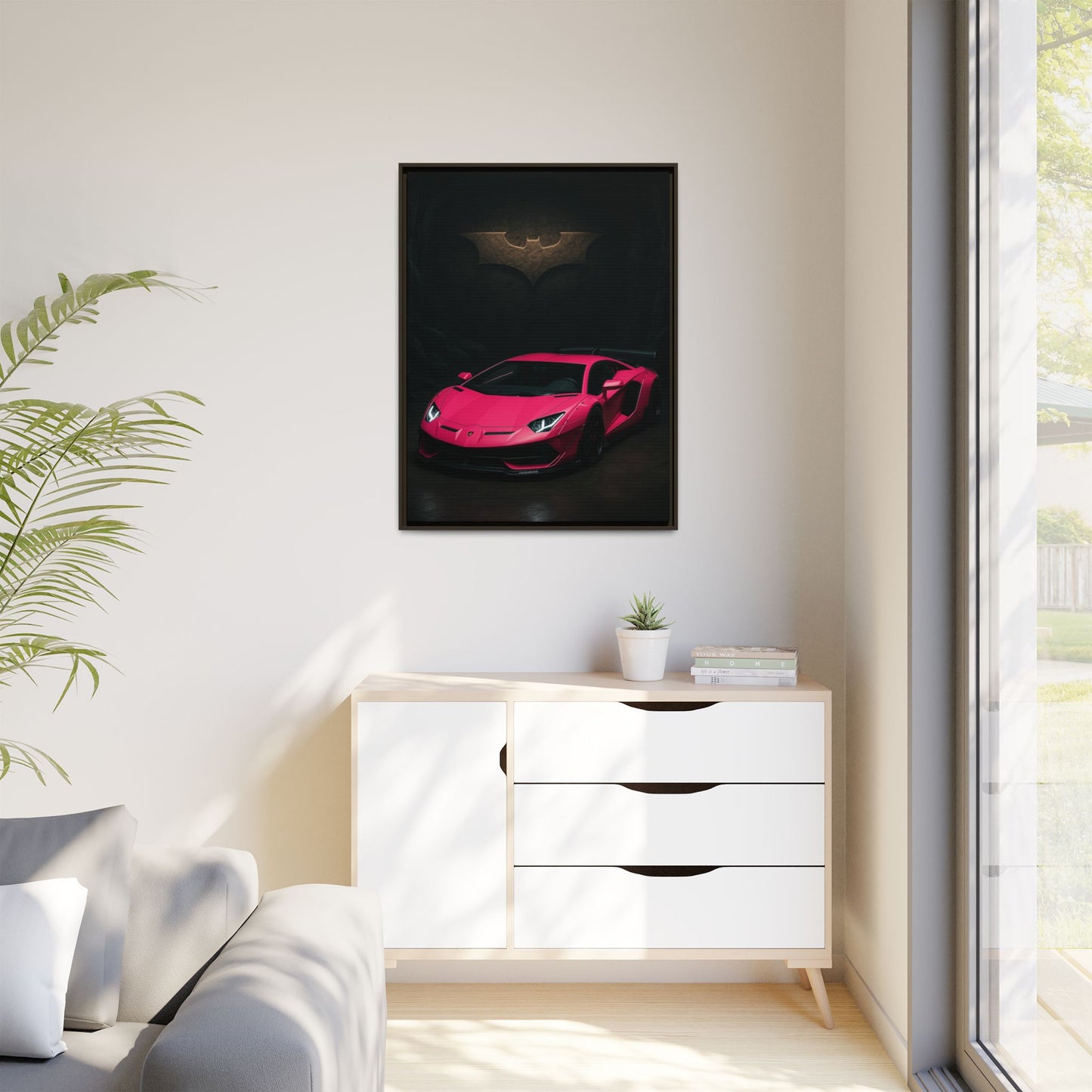 Pink Liberty Walk Wide Body Lamborghini Aventador Matte Canvas Framed